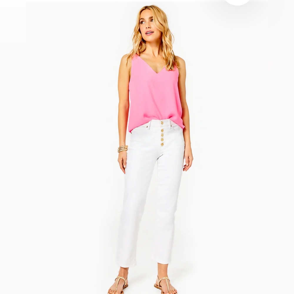 NWT Lilly Pulitzer 27” South Ocean High-Rise Straight Leg Jeans in Resort White